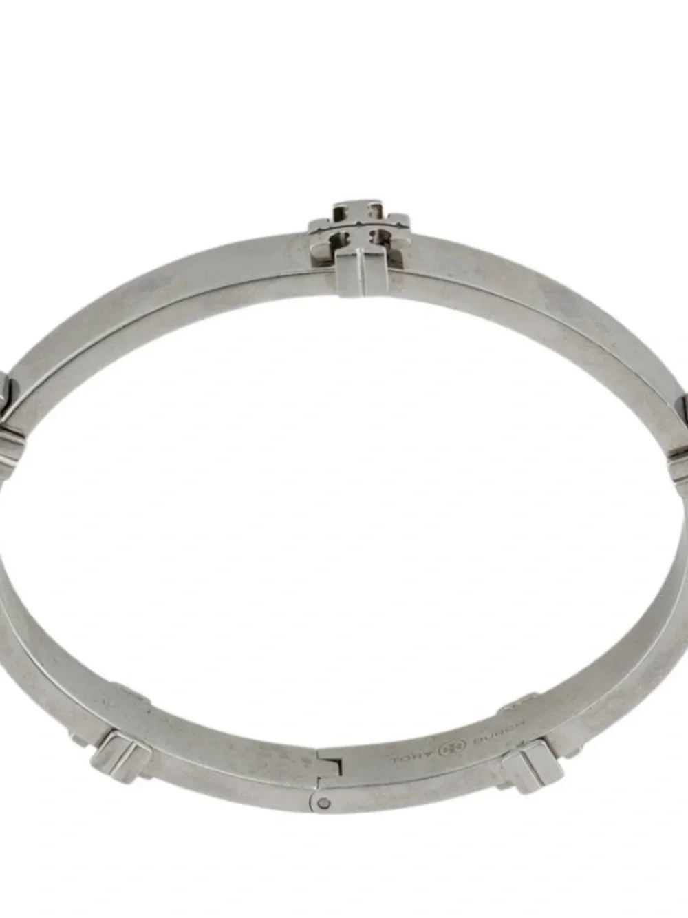 Tory Burch Silver-Tone Logo Hinge Bracelet - Picture 3 of 7